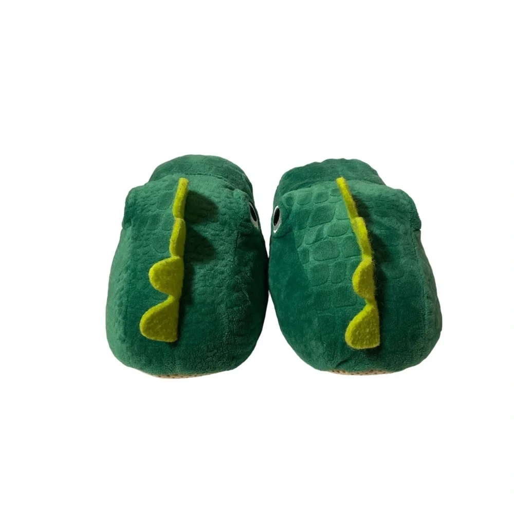 Dinosaur Slippers Green Plush Old Navy Toddler S 7-8 House Shoes Embroidered Eye